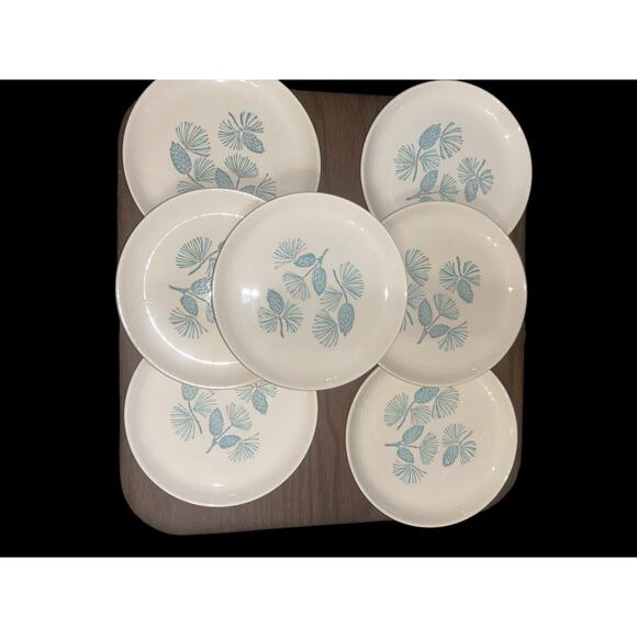 Vintage 1950’s Marcrest Stetson BLUE SPRUCE Bread and Butter Plates Set of 7 - Picture 1 of 5